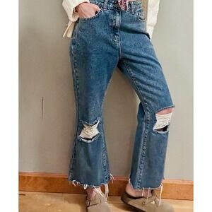 SHEIN Crop Jeans Women 28 Distressed High Waisted 6